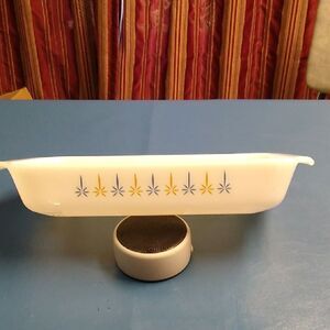 Vintage Anchor Hocking Fire King Candle Glow Patterned Baking Dish Cottagecore